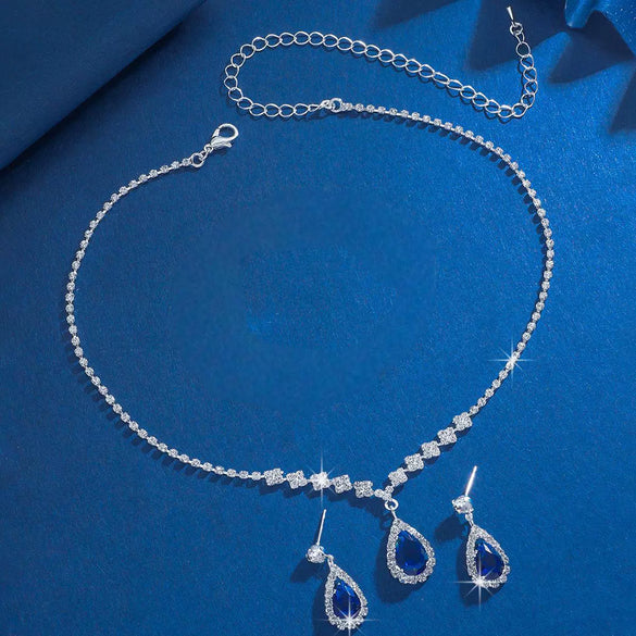 Bridal Jewelry Necklace Earrings Set Rhinestone Diamond Stars Sun And Moon Clouds Cosmic Pattern