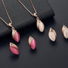 Bridal Jewelry Suit Earrings And Necklace Set For Women And Unisex With Alloy Material Plant Flowers Style Gem Inlaid Design Box Chain