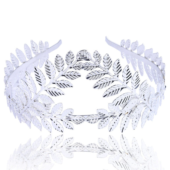 Bridal Leaf Headband Metal Baroque Flower Design Electroplated Hair Accessories
