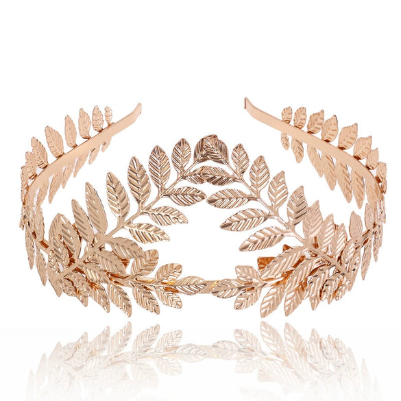 Bridal Leaf Headband Metal Baroque Flower Design Electroplated Hair Accessories