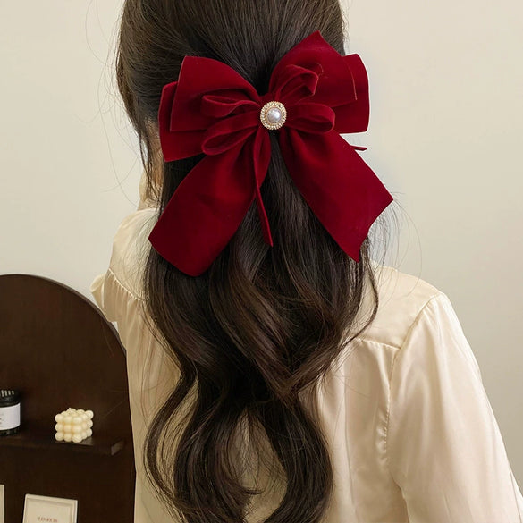 Bridal Toast Bow Hairpin Plush Princess Style Purely Handmade Hair Accessories