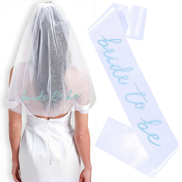 Bridal Veil Shoulder Straps 2Piece Set Satin Embroidered Wedding Accessories