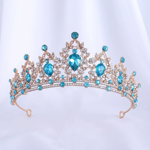 Bride Headdress Princess Crown Wedding Hair Accessories Dress Accessories For Women Fashion Alloy Rhinestone Drop Shape Design Diamond Baroque Crown Wholesale