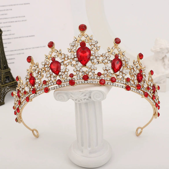 Bride Headdress Princess Crown Wedding Hair Accessories Dress Accessories For Women Fashion Alloy Rhinestone Drop Shape Design Diamond Baroque Crown Wholesale