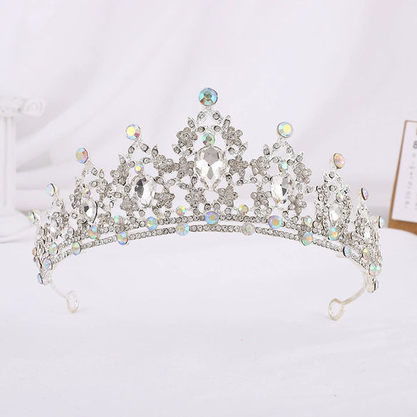 Bride Headdress Princess Crown Wedding Hair Accessories Dress Accessories For Women Fashion Alloy Rhinestone Drop Shape Design Diamond Baroque Crown Wholesale