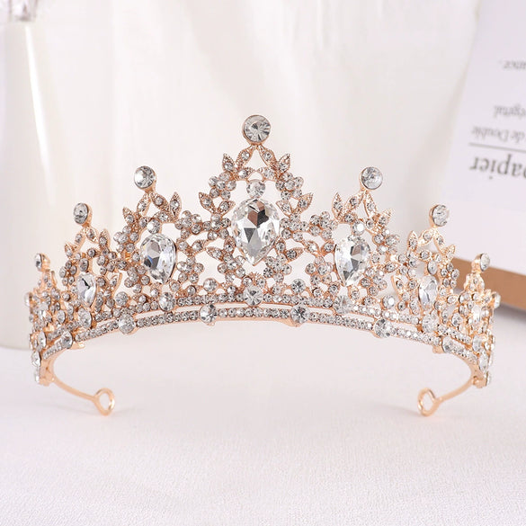 Bride Headdress Princess Crown Wedding Hair Accessories Dress Accessories For Women Fashion Alloy Rhinestone Drop Shape Design Diamond Baroque Crown Wholesale