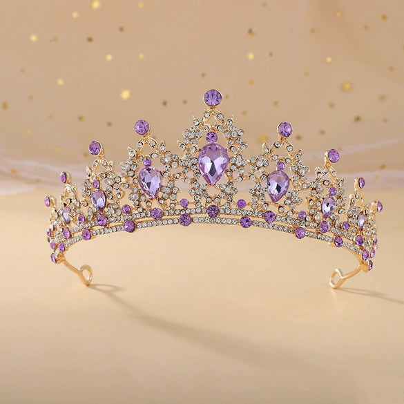 Bride Headdress Princess Crown Wedding Hair Accessories Dress Accessories For Women Fashion Alloy Rhinestone Drop Shape Design Diamond Baroque Crown Wholesale