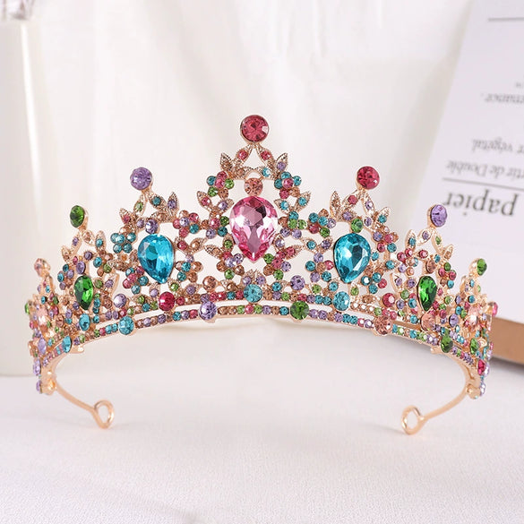 Bride Headdress Princess Crown Wedding Hair Accessories Dress Accessories For Women Fashion Alloy Rhinestone Drop Shape Design Diamond Baroque Crown Wholesale