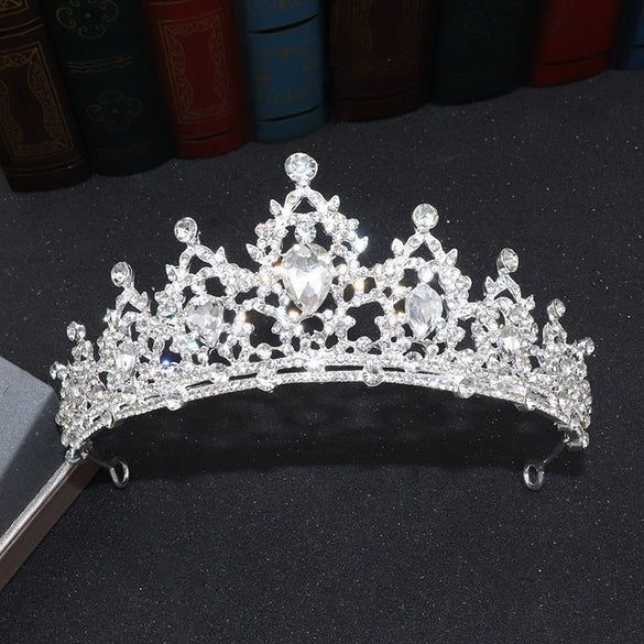 Bride Headdress Princess Crown Wedding Hair Accessories Dress Accessories For Women Fashion Alloy Rhinestone Drop Shape Design Diamond Baroque Crown Wholesale