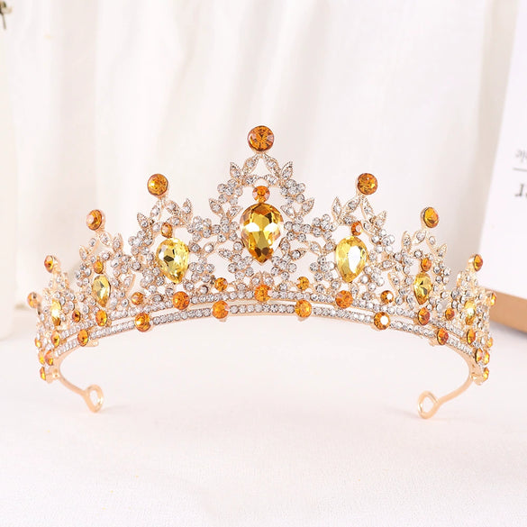 Bride Headdress Princess Crown Wedding Hair Accessories Dress Accessories For Women Fashion Alloy Rhinestone Drop Shape Design Diamond Baroque Crown Wholesale