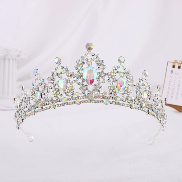 Bride Headdress Princess Crown Wedding Hair Accessories Dress Accessories For Women Fashion Alloy Rhinestone Drop Shape Design Diamond Baroque Crown Wholesale
