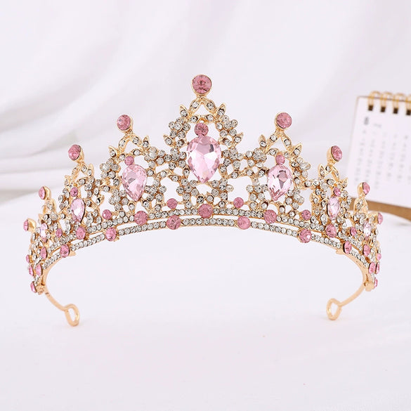 Bride Headdress Princess Crown Wedding Hair Accessories Dress Accessories For Women Fashion Alloy Rhinestone Drop Shape Design Diamond Baroque Crown Wholesale