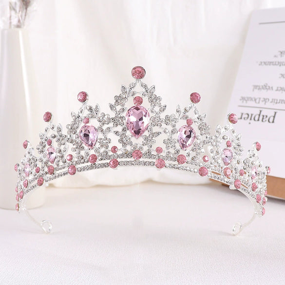 Bride Headdress Princess Crown Wedding Hair Accessories Dress Accessories For Women Fashion Alloy Rhinestone Drop Shape Design Diamond Baroque Crown Wholesale