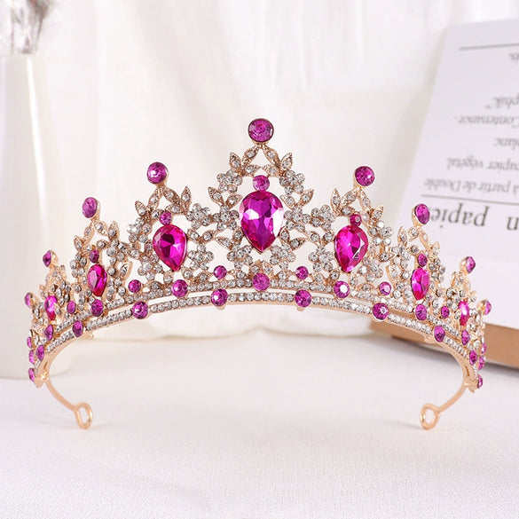 Bride Headdress Princess Crown Wedding Hair Accessories Dress Accessories For Women Fashion Alloy Rhinestone Drop Shape Design Diamond Baroque Crown Wholesale