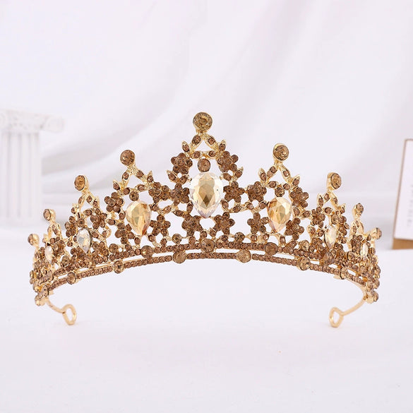 Bride Headdress Princess Crown Wedding Hair Accessories Dress Accessories For Women Fashion Alloy Rhinestone Drop Shape Design Diamond Baroque Crown Wholesale