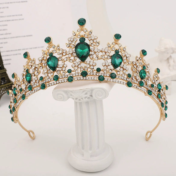 Bride Headdress Princess Crown Wedding Hair Accessories Dress Accessories For Women Fashion Alloy Rhinestone Drop Shape Design Diamond Baroque Crown Wholesale