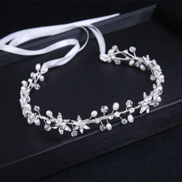 Bride Headwear Rhinestone Flower Handmade Pearl Headband Accessories