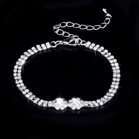 Bride Wedding Jewelry Set Threepiece Set Brilliant Rhinestone Zircon Tears Drop Necklace Earrings Bracelet