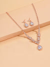 Bride Wedding Jewelry Set Threepiece Set Brilliant Rhinestone Zircon Tears Drop Necklace Earrings Bracelet
