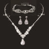 Bride Wedding Jewelry Set Threepiece Set Brilliant Rhinestone Zircon Tears Drop Necklace Earrings Bracelet