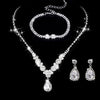 Bride Wedding Jewelry Set Threepiece Set Brilliant Rhinestone Zircon Tears Drop Necklace Earrings Bracelet