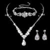 Bride Wedding Jewelry Set Threepiece Set Brilliant Rhinestone Zircon Tears Drop Necklace Earrings Bracelet