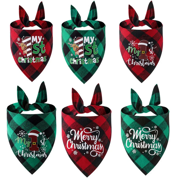 British Style Cotton Christmas Lattice Pet Scarf