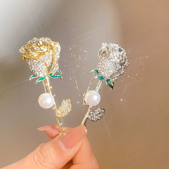 Brooch Alloy Pearl Flower Electroplated Fashion Accessories