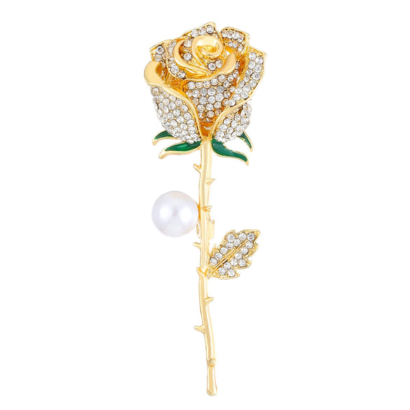 Brooch Alloy Pearl Flower Electroplated Fashion Accessories