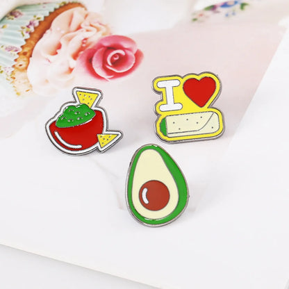 Brooch Cartoon Cute Series Avocado Coffee Collar Needle Funny Brooch