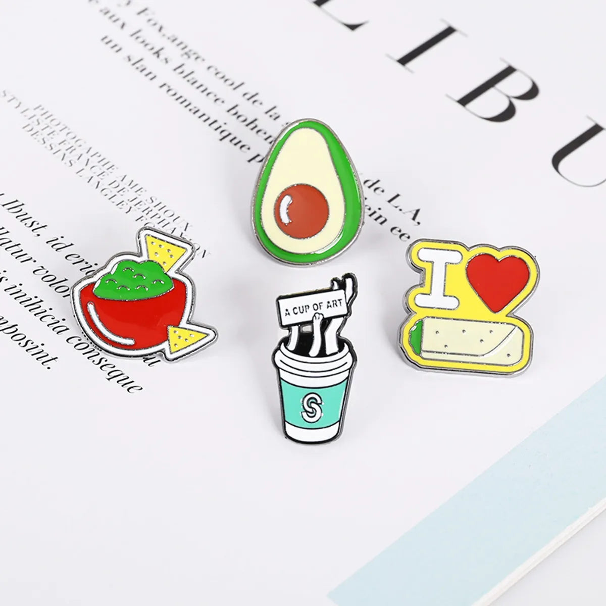 Brooch Cartoon Cute Series Avocado Coffee Collar Needle Funny Brooch