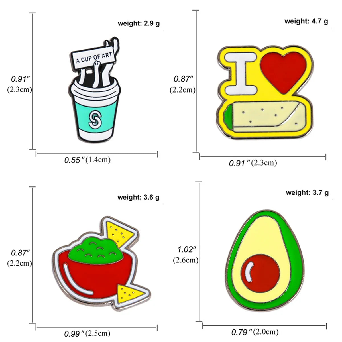 Brooch Cartoon Cute Series Avocado Coffee Collar Needle Funny Brooch