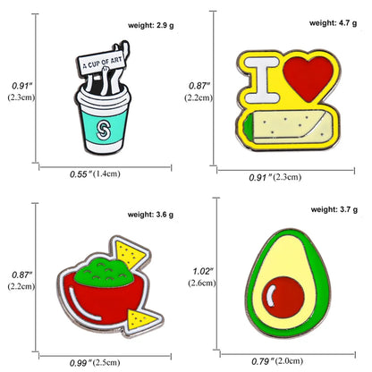 Brooch Cartoon Cute Series Avocado Coffee Collar Needle Funny Brooch