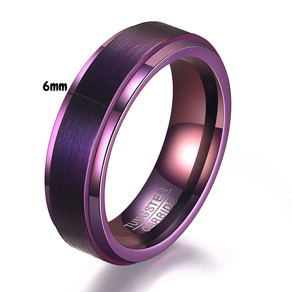 Brushed Purple Tungsten Steel Geometric Ring With Electroplated Finish For Unisex Couple Style Wholesale