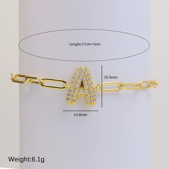 Bubble Balloons Pclip Chain Adjustment Bracelet Copper Electroplated With Letters Numbers Text For Women