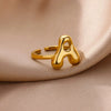 Bubble Letter Ring Gold Electroplated Unisex Women's Ring