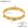 Buckle Gear Bracelet Stainless Steel Zircon Czech Glass Four Leaf Flower 18K Gold Plated Light Luxury Style