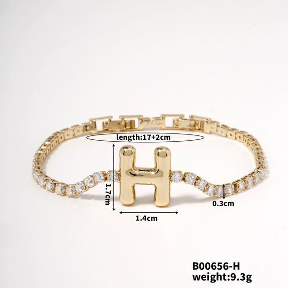 Buckle Letter Zircon Women's Bracelet Light Luxury Accessories Jewelry