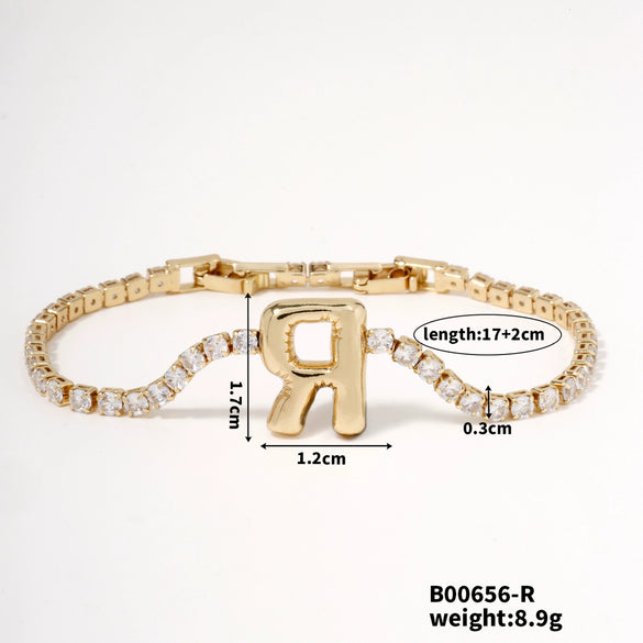 Buckle Letter Zircon Women's Bracelet Light Luxury Accessories Jewelry
