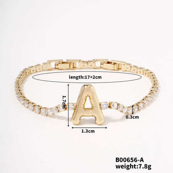 Buckle Letter Zircon Women's Bracelet Light Luxury Accessories Jewelry