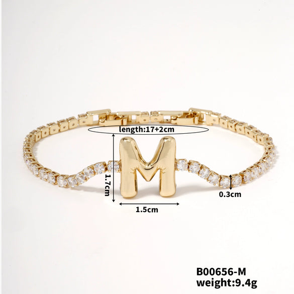 Buckle Letter Zircon Women's Bracelet Light Luxury Accessories Jewelry