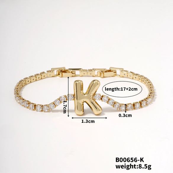 Buckle Letter Zircon Women's Bracelet Light Luxury Accessories Jewelry