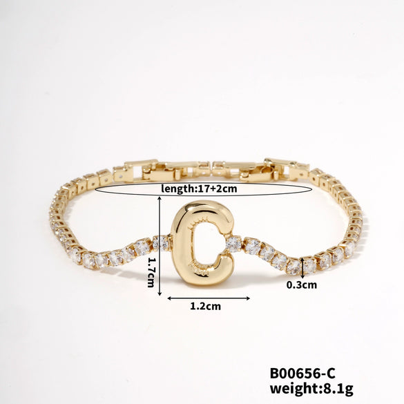 Buckle Letter Zircon Women's Bracelet Light Luxury Accessories Jewelry