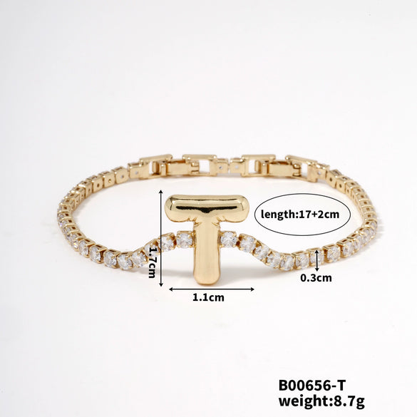 Buckle Letter Zircon Women's Bracelet Light Luxury Accessories Jewelry