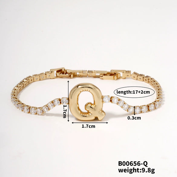 Buckle Letter Zircon Women's Bracelet Light Luxury Accessories Jewelry