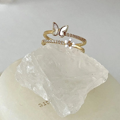 Bunny Pearl Ring Female Hepburn Style Niche New Chinese Design Fashion Personality Affordable Luxury Versatile Style Index Finger Ring