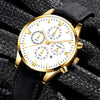 Business Casual Alloy And Stainless Steel Round Dial Quartz Belt Watch For Men