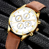 Business Casual Alloy And Stainless Steel Round Dial Quartz Belt Watch For Men