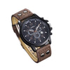 Business Casual Men's Alloy Imitation Leather Stainless Steel Buckle Round Dial Bracelet Set