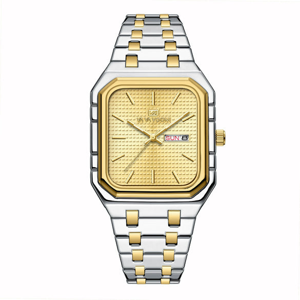 Business Casual Men's Stainless Steel Square Luminous Watch